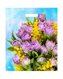 Пакет "Сиреневые тюльпаны", полиэтиленовый с вырубной ручкой, 38х45 см, 60 мкм арт. СМЛ-216816-1-СМЛ0007669436