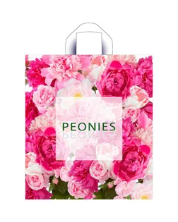 Пакет "Изобилие пионов", полиэтиленовый с петлевой ручкой, 42x38 см, 37 мкм арт. СМЛ-230743-1-СМЛ0007669480