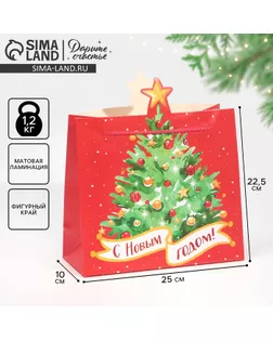 Пакет подарочный новогодний «Ёлочка», 25 х 26 х 10 см арт. СМЛ-271104-1-СМЛ0007724339