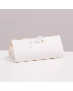 Коробка складная под конфеты, пирожные с лентой, белый, 14 х 6 х 4 см арт. СМЛ-230574-1-СМЛ0007730672
