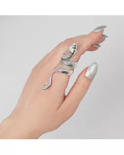 Кольцо «Змея» ребристая, цвет серебро, безразмерное арт. СМЛ-269037-1-СМЛ0007790001