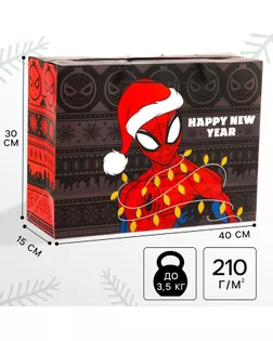 Пакет-коробка Happy New Year 15х40х30 см, Человек-Паук арт. СМЛ-266427-1-СМЛ0007811087