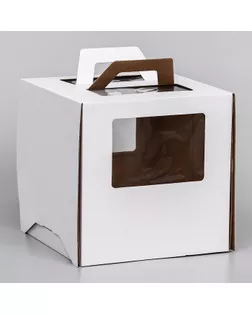 Коробка под торт 2 окна, с ручками, белая, 28 х 28 х 28 см арт. СМЛ-248021-1-СМЛ0007817918