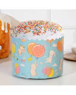 Форма бумажная для кекса, маффинов и кулича "Зайцы на шарах" 124 x 90мм ( фасовка 1200 шт) арт. СМЛ-273035-1-СМЛ0007830331