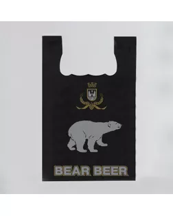 Пакет майка, полиэтиленовый "Медведь", черный 29 х 55 см, 11 мкм арт. СМЛ-270061-1-СМЛ0007836299