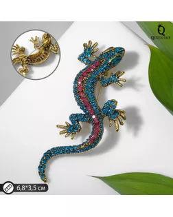 Брошь «Ящерица» изогнутая, цветная в чернёном золоте арт. СМЛ-248303-1-СМЛ0007847222