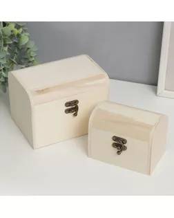 Шкатулка для росписи дерево "Сундучки"набор 2 шт 12х8х9 , 11,5х16х12 см арт. СМЛ-248617-1-СМЛ0007892724