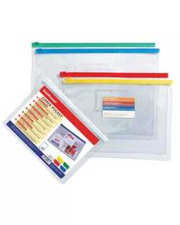Папка-конверт на гибкой молнии Zip, A5, (238 х 179 мм) Erich Krause PVC Zip Pocket, тиснение - зеркало, МИКС арт. СМЛ-102577-1-СМЛ0000789504
