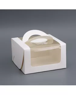 Коробка под бенто-торт с окном, белая, 14 х 14 х 8 см арт. СМЛ-248668-1-СМЛ0007904587