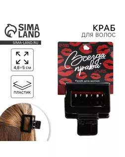 Краб для волос «Всегда права» арт. СМЛ-248985-2-СМЛ0007908530
