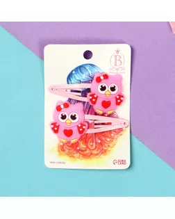 Невидимка для волос "Абель" (набор 2 шт) совушка, 5 см, розовый арт. СМЛ-248997-2-СМЛ0007908683