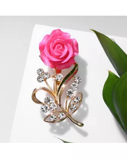 Брошь «Цветок», роза нежная, цвет розовый в золоте арт. СМЛ-249090-1-СМЛ0007972313