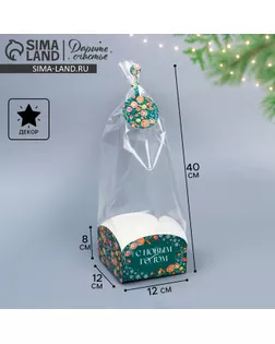 Пакет с коробкой «Новогодняя ботаника», 12 х 12 х 40 см арт. СМЛ-266842-1-СМЛ0007984618
