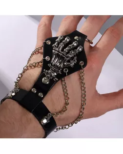 Браслет унисекс «Слейв» скелет, цвет чёрный с серебром, 21,5 см арт. СМЛ-265937-1-СМЛ0007986467