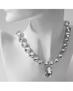 Колье «Драгоценность» капля, цвет белый в серебре, 34 см арт. СМЛ-249364-1-СМЛ0007992653