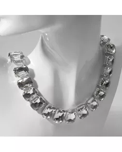 Колье «Драгоценность» прямоугольники, цвет белый в серебре, 32 см арт. СМЛ-249370-1-СМЛ0007992689