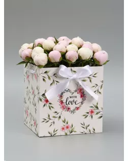 Коробка с лентами With love, 19 × 19 × 19 см арт. СМЛ-284149-1-СМЛ0010975484