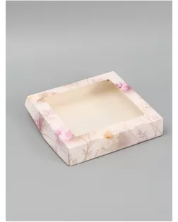 Коробка подарочная складная «С уважением и благодарностью», 20×20×4 см, с окном арт. СМЛ-284195-1-СМЛ0010975685