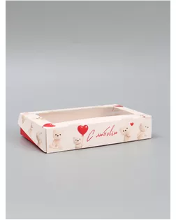 Коробка подарочная складная «С любовью», 20×12×4 см, с окном арт. СМЛ-284197-1-СМЛ0010975689