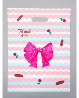 Пакет полиэтиленовый с вырубной ручкой "Розовый бант" 30 х 40 см 60 мкм арт. СМЛ-284219-1-СМЛ0010946767