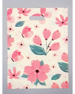 Пакет полиэтиленовый с вырубной ручкой "Цветы" 30 х 40 см 60 мкм арт. СМЛ-284220-1-СМЛ0010946768