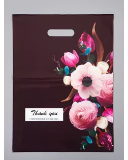 Пакет полиэтиленовый с вырубной ручкой "Букет" 30 х 40 см 60 мкм арт. СМЛ-284221-1-СМЛ0010946769