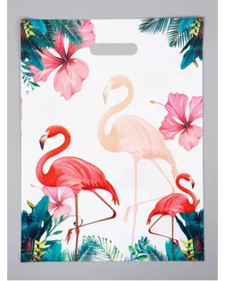 Пакет полиэтиленовый с вырубной ручкой "Фламинго" 30 х 40 см 60 мкм арт. СМЛ-284224-1-СМЛ0010946773