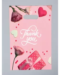 Пакет полиэтиленовый с вырубной ручкой "Цветы" в розовом 20 х 30 см 60 мкм арт. СМЛ-284233-1-СМЛ0010946783