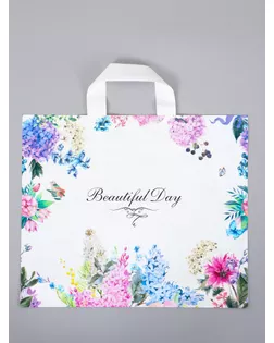 Пакет с петлевой ручкой "Цветы вокруг" 35 х 30 х 8, см, 60 мкм арт. СМЛ-284252-1-СМЛ0010946805