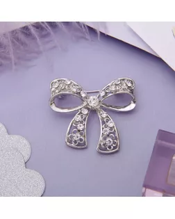 Брошь "Бант", цвет белый в серебре арт. СМЛ-176062-2-СМЛ0000897108