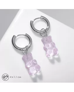 Серьги ассорти «Мармеладные мишки» трансформер, цвет розовый в серебре арт. СМЛ-249572-1-СМЛ0009043539