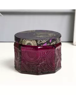 Банка для свечей стекло с крышкой "Цветочная" фиолет, многогранник 5х7х7 см, МИКС арт. СМЛ-250079-4-СМЛ0009107498