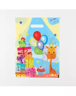 Пакет "Веселый жирафик", полиэтиленовый с вырубной ручкой, 30х40 см, 50 мкм арт. СМЛ-251126-1-СМЛ0009275340