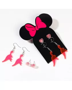 Серьги, 2 пары, бижутерия, Минни Маус арт. СМЛ-251141-1-СМЛ0009275885