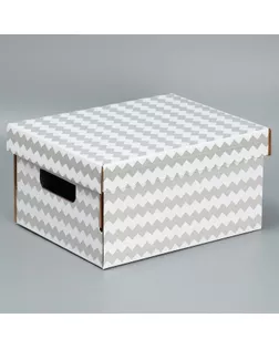 Коробка подарочная складная белая, упаковка, «Зигзаги», 32 х 25 х 16 см арт. СМЛ-273799-1-СМЛ0009285475