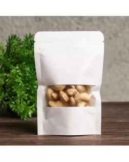 Пакет Zip-lock Крафт, белый, с прямоугольным окном 10 х 15 см арт. СМЛ-251709-1-СМЛ0009302565