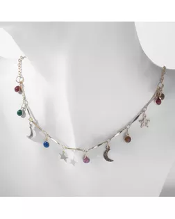 Чокер «Полумесяц» фазы луны, цветной в золоте, 35 см арт. СМЛ-251999-1-СМЛ0009321640