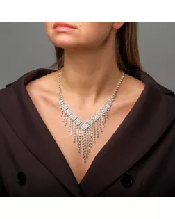 Колье «Искры» подвески, цвет белый в серебре, 30 см арт. СМЛ-253528-1-СМЛ0009461803