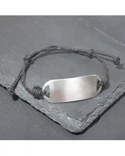 Браслет-мотиватор на чёрной нити пустой под нанесение (нерж.сталь), H=17, d=7см арт. СМЛ-278913-1-СМЛ0009484732