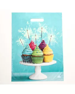 Пакет "Кексики", полиэтиленовый с вырубной ручкой, 45 х 34 см, 30 мкм арт. СМЛ-253897-1-СМЛ0009489591