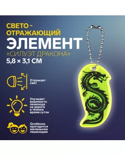 Светоотражающий элемент «Силуэт дракона», двусторонний, 5,8 × 3,1 см, цвет МИКС арт. СМЛ-254408-1-СМЛ0009545474