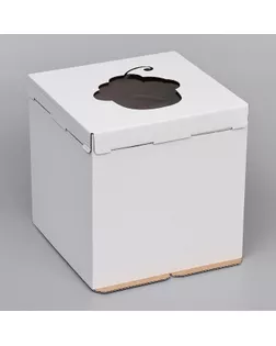 Коробка под торт с окном, "Пироженка", белая, 30 х 30 х 30 см арт. СМЛ-254517-1-СМЛ0009554318