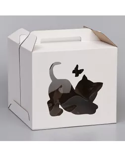 Кондитерская упаковка "Котенок", 2 окна, белая, 35 х 35 х 31 см арт. СМЛ-254651-1-СМЛ0009561147