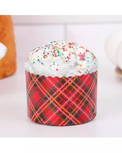 Форма бумажная для кекса, маффинов и кулича "Красная клетка" 60х45мм,  (фасовка 4000 шт) арт. СМЛ-272973-1-СМЛ0009574867