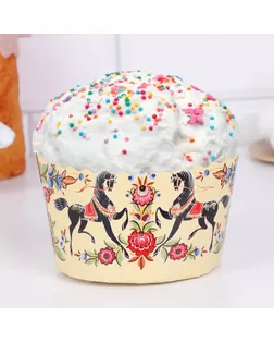 Форма бумажная для кулича "Городец" 110 х 85 мм, (фасовка 1900 шт) арт. СМЛ-266633-1-СМЛ0009574885
