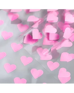 Пленка цветная "Сердца", розовая, 0,7 х 7,6 м, 40 мкм, 200 гр арт. СМЛ-268904-1-СМЛ0009575016