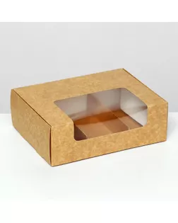 Коробка складная, под 3 эклера, крафт,  20 x 15 x 6 см арт. СМЛ-267214-1-СМЛ0009591969