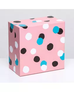 Подарочная коробка крышка-дно, 19 x 19 x 10,5 см. "Веселое настроение", разноцветный, кляксы арт. СМЛ-276659-1-СМЛ0009596736