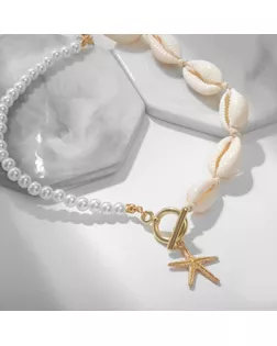 Чокер «Морская звезда», белый в золоте, 42 см арт. СМЛ-273511-1-СМЛ0009604013
