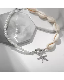 Чокер «Морская звезда», цвет белый в серебре, 42см арт. СМЛ-273511-2-СМЛ0009604014